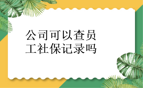 公司可以查员工社保记录吗