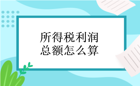 所得税利润总额怎么算