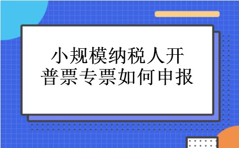 小规模纳税人开普票专票如何申报
