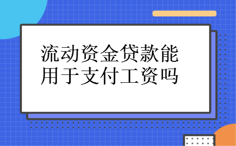 流动资金贷款能用于支付工资吗
