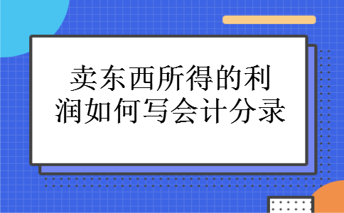 卖东西所得的利润如何写会计分录 卖东西所得的利润如何写会计分录