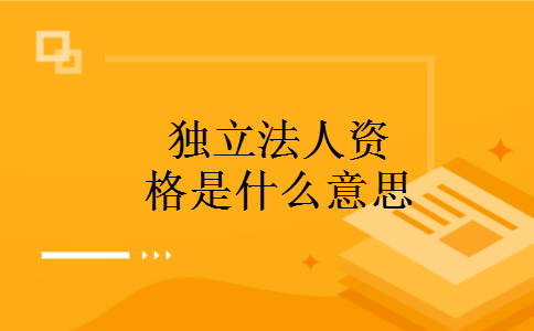 独立法人资格是什么意思