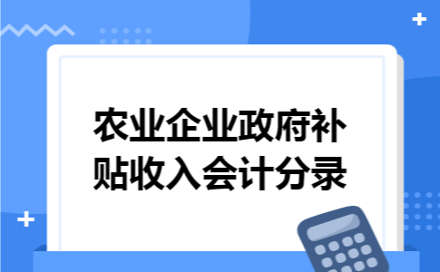 农业企业政府补贴收入会计分录 农业企业政府补贴收入会计分录