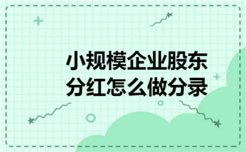 小规模企业股东分红怎么做分录 