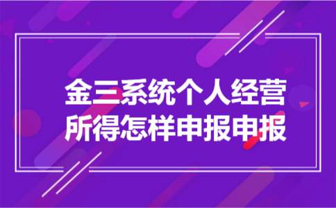 金三系统个人经营所得怎样申报申报