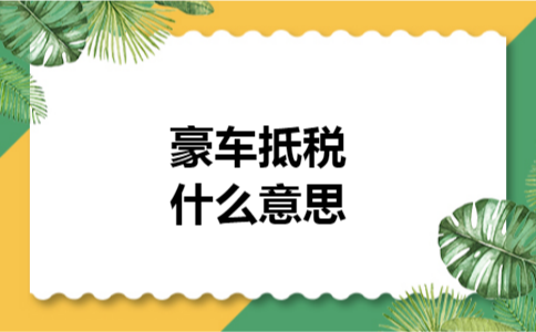 豪车抵税什么意思