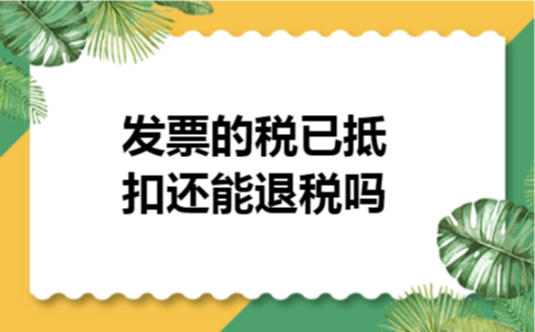 发票的税已抵扣还能退税吗