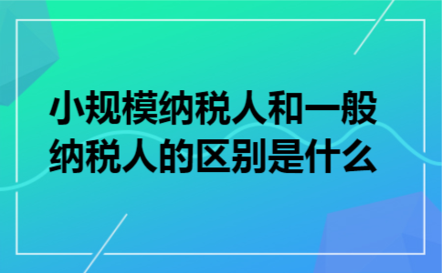 小规模纳税人和一般纳税人的区别是什么