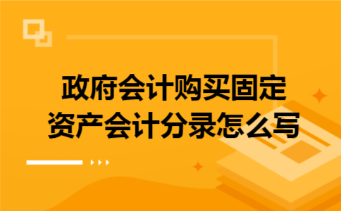 政府会计购买固定资产会计分录怎么写