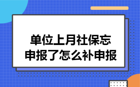 单位上月社保忘申报了怎么补申报