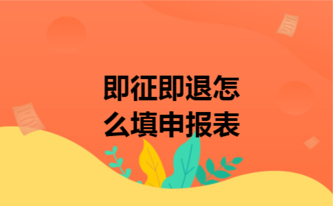 即征即退怎么填申报表